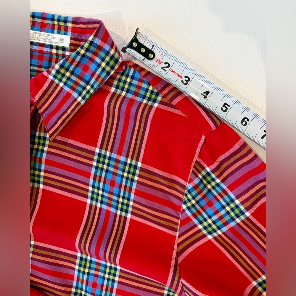 Foxcroft New Wrinkle Free Red and Blue Plaid Button Down Shirt Women’s Size 10 - Picture 7 of 10